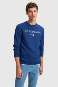 US Polo Assn. Men Indigo Crew Neck Regular Fit  Basic Sweatshirt