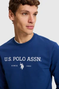 US Polo Assn. Men Indigo Crew Neck Regular Fit  Basic Sweatshirt - Image 2