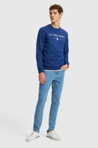 US Polo Assn. Men Indigo Crew Neck Regular Fit  Basic Sweatshirt - Image 4