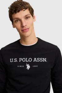 US Polo Assn. Men Black Crew Neck Regular Fit  Basic Sweatshirt - Image 2