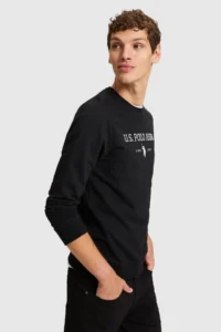 US Polo Assn. Men Black Crew Neck Regular Fit  Basic Sweatshirt - Image 4
