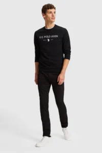 US Polo Assn. Men Black Crew Neck Regular Fit  Basic Sweatshirt - Image 5