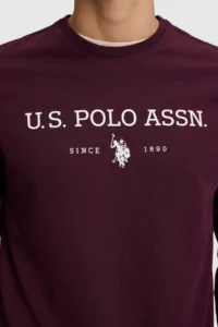 US Polo Assn. Men Burgundy Crew Neck Regular Fit  Basic Sweatshirt - Image 6