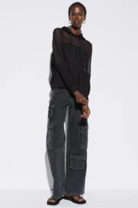 No Matter What Women's Hooded Sweatshirt Transparent Shoulder Tulle Long Sleeve Cotton - Image 2