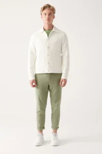 Avva Men Ecru Classic Collar Quilted Coat - Image 5
