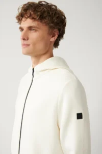 Avva Men WHITE Hooded Zippered Cardigan - Image 2