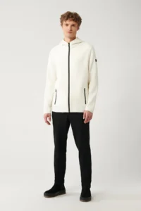 Avva Men WHITE Hooded Zippered Cardigan - Image 5