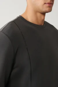 Avva Men's Anthracite Crew Neck Printed Soft Touch Regular Fit Sweatshirt - Image 5
