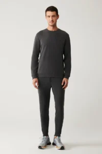 Avva Men's Anthracite Crew Neck Printed Soft Touch Regular Fit Sweatshirt - Image 6