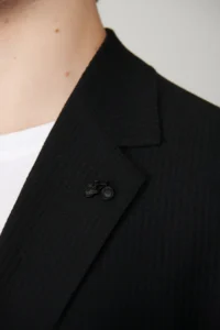 Avva Men's Black Slit Unlined Flexible Fabric Comfort Slim Fit Blazer Jacket - Image 5