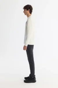 Avva Men's Ecru Crew Neck Cotton Printed Elastane Regular Fit Sweatshirt - Image 3