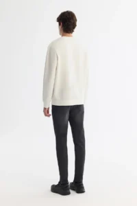 Avva Men's Ecru Crew Neck Cotton Printed Elastane Regular Fit Sweatshirt - Image 4