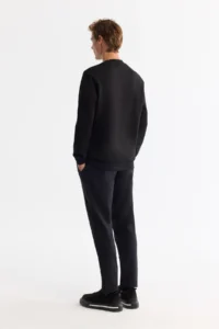 Avva Men's Black Crew Neck Cotton Printed Elastane Regular Fit Sweatshirt - Image 4