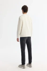 Avva Men's Ecru Crew Neck Cotton Printed Elastane Regular Fit Sweatshirt - Image 5
