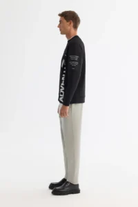Avva Men's Black Crew Neck Cotton Printed Elastane Regular Fit Sweatshirt - Image 3
