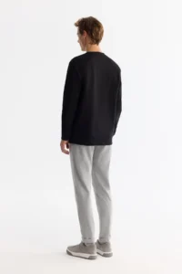 Avva Men's Black Crew Neck Cotton Printed Elastane Regular Fit Sweatshirt - Image 4