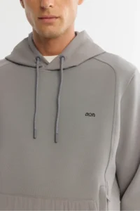 Avva Men's Gray Hooded Printed Elastane Regular Fit Sweatshirt - Image 2