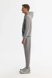 Avva Men's Gray Hooded Printed Elastane Regular Fit Sweatshirt - Image 4