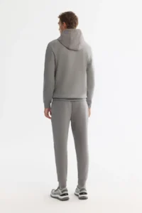Avva Men's Gray Hooded Printed Elastane Regular Fit Sweatshirt - Image 5