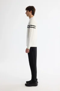 Avva Men's Ecru Crew Neck Cotton Printed Elastane Regular Fit Sweatshirt - Image 2