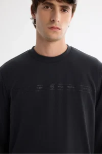 Avva Men's Anthracite Crew Neck Printed Soft Touch Regular Fit Sweatshirt - Image 2