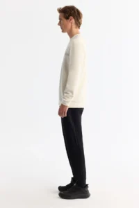 Avva Men's Ecru Crew Neck Printed Soft Touch Regular Fit Sweatshirt - Image 3