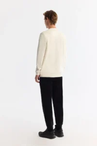 Avva Men's Ecru Crew Neck Printed Soft Touch Regular Fit Sweatshirt - Image 4
