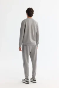 Avva Men's Gray Crew Neck Printed Soft Touch Regular Fit Sweatshirt - Image 4