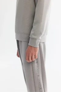 Avva Men's Gray Crew Neck Printed Soft Touch Regular Fit Sweatshirt - Image 5
