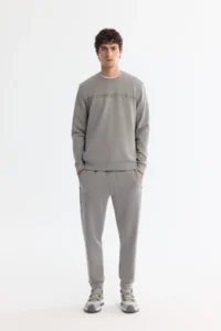 Avva Men's Gray Crew Neck Printed Soft Touch Regular Fit Sweatshirt - Image 6