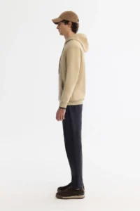Avva Men's Beige Hooded Cotton Printed Elastane Regular Fit Sweatshirt - Image 5
