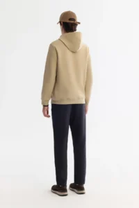 Avva Men's Beige Hooded Cotton Printed Elastane Regular Fit Sweatshirt - Image 6