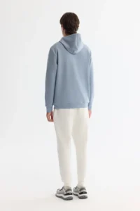 Avva Men's Light Blue Hooded Cotton Printed Elastane Regular Fit Sweatshirt - Image 4