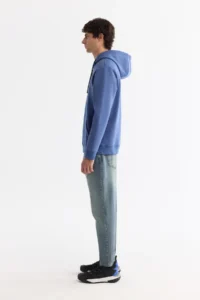 Avva Men's Blue Hooded Cotton Printed Elastane Regular Fit Sweatshirt - Image 3