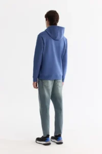 Avva Men's Blue Hooded Cotton Printed Elastane Regular Fit Sweatshirt - Image 4