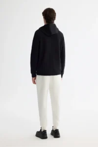 Avva Men's Black Hooded Cotton Printed Elastane Regular Fit Sweatshirt - Image 3
