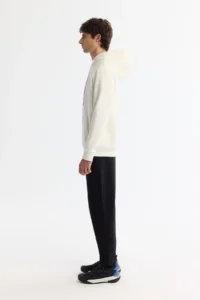 Avva Men's Ecru Hooded Cotton Printed Elastane Regular Fit Sweatshirt - Image 3