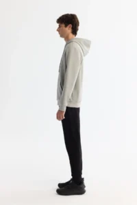 Avva Men's Gray Hooded Cotton Printed Elastane Regular Fit Sweatshirt - Image 3
