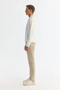 Avva Men's Ecru Hooded Printed Elastane Regular Fit Sweatshirt - Image 3