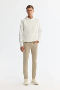 Avva Men's Ecru Hooded Printed Elastane Regular Fit Sweatshirt - Image 5