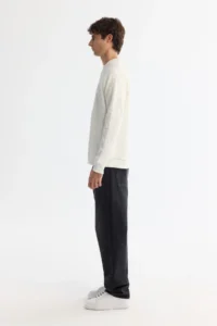 Avva Men's Ecru Crew Neck Printed Elastane Regular Fit Sweatshirt - Image 2