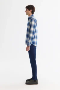 Avva Men's Navy Blue Button Collar 100% Cotton Flannel Regular Fit Shirt - Image 3