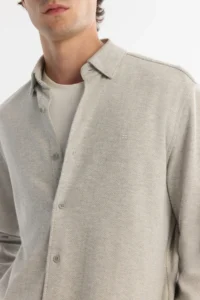 Avva Men's Gray Button Collar Linen Blend Easy-Iron Comfort Fit Shirt - Image 2