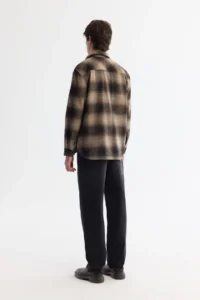 Avva Men's Brown Classic Collar Plaid Wool Blend Comfort Fit Shirt Jacket - Image 4
