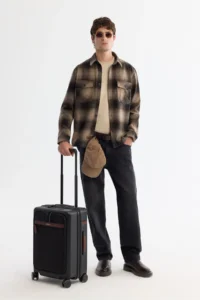 Avva Men's Brown Classic Collar Plaid Wool Blend Comfort Fit Shirt Jacket - Image 5