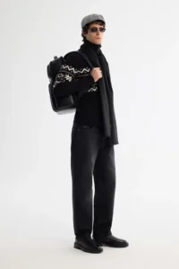 Avva Men's Black Full Turtleneck Snow Patterned Soft Touch Knitwear Regular Fit Sweater - Image 4