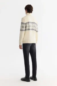 Avva Men's Ecru Full Turtleneck Snow Patterned Soft Touch Knitwear Regular Fit Sweater - Image 4