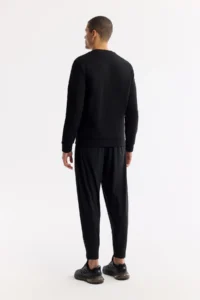 Avva Men's Black Crew Neck Printed Bi-Stretch Interlock Regular Fit Sweatshirt - Image 4