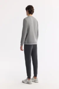 Avva Men's Gray Crew Neck Printed Bi-Stretch Interlock Regular Fit Sweatshirt - Image 3