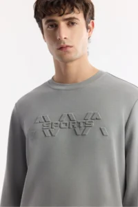 Avva Men's Gray Crew Neck Printed Soft Touch Regular Fit Sweatshirt - Image 2